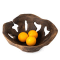 Unique wooden, natural bowl handcrafted from solid ash wood, flame-burned.