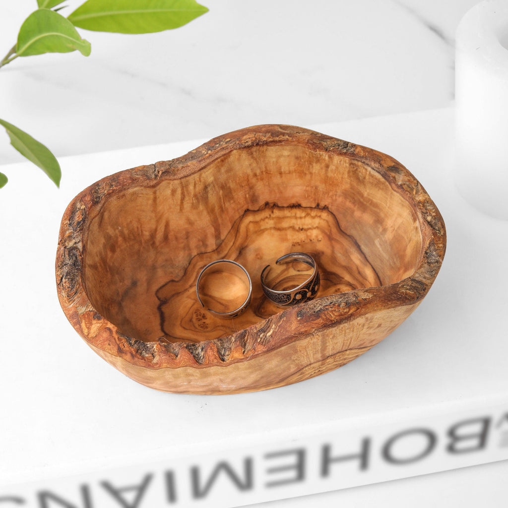 Handmade Olive Wood Dipping Dish: Rustic Appetizer Bowl